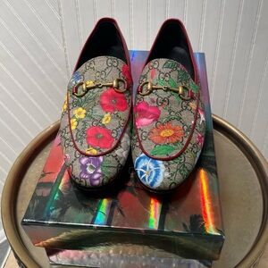 Gucci Floral Coated Canvas Loafers